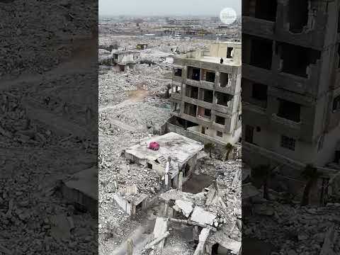 Aerial video shows Iftar meal in ruins of Syrian neighborhood #Shorts