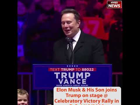 Trump brings Tesla CEO Elon Musk with cute son on stage at pre-inauguration rally; DOGE