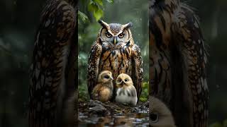 Under Her Wings: Owl Guards Chicks from Rain #mother #birds #rain #owlsnesting #trending