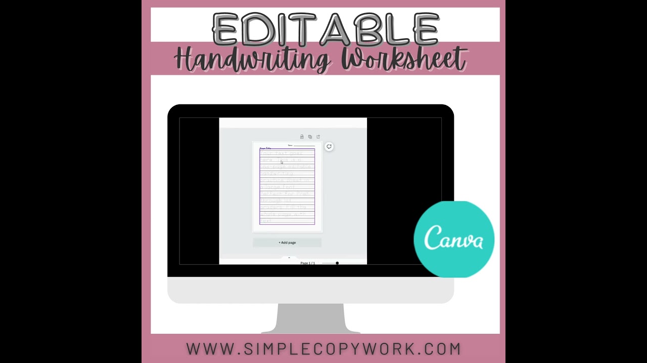 Editable Lined Writing Paper with Tracing Font, Canva Template, 60 point tracing font