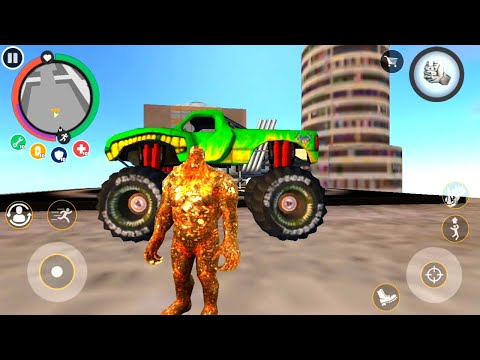 Rope Hero Game | Stone Giant Monster Truck Jump To Army Group | Stone Fight Bridge Place Robot Tank