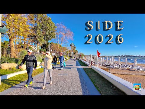 SIDE ⚓️ 2026 ist da! 4K Winterstrand & Promenade Antalya Türkei Sonnig & Windig