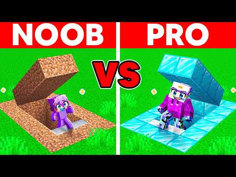 NOOB vs PRO: SECRET BUNKER House Build in Minecraft