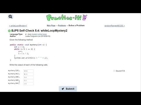 Java Practice It 5 4 Whileloopmystery2 While Loop Basics Method