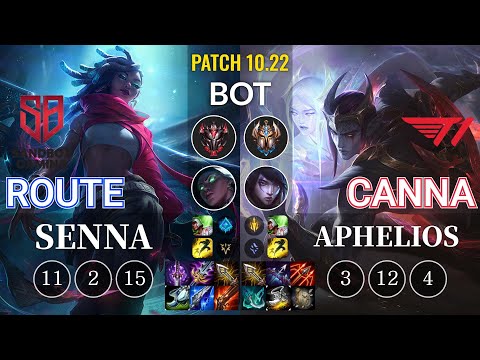 SB Route Senna vs T1 Canna Aphelios Bot - KR Patch 10.22