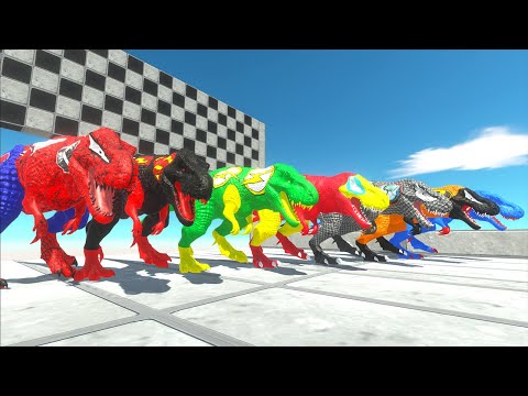 Black Superman vs Flash T-rex Death Run Speed Race Championship - Animal Revolt Battle Simulator