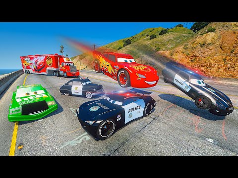 Cars Sheriff Speed Chase — Lightning McQueen vs Chick Hicks Police Pursuit Truck Mack Trailer Escape
