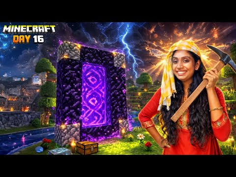 Minecraft Day 16 - Entering The Nether Portal 😱!