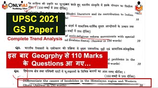 UPSC Mains 2021 GS Paper 1 | Trend Analysis | Dominated by Geography, No Qs from Post-Independence