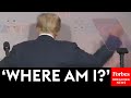 WATCH Trump Does Impression Of Biden Having Trouble Walking Off Stage During California Speech