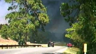 Beginning of Fire in Bastrop, Texas on Hwy 21 2:00 pm 090411 Long Version