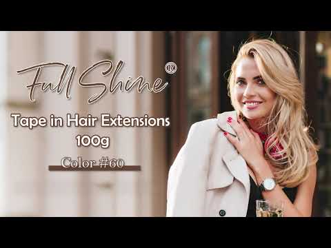 Full Shine Tape in Hair Extensions Human Hair 100 Grams Platinum Blonde (#60)