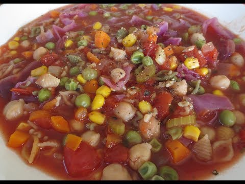 Low Fat Vegan No Oil ABC Alphabet Minestrone Soup KID FRIENLY!