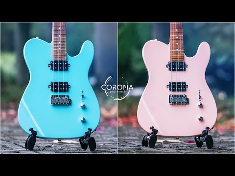 Corona Modern Plus T Shell Pink Stainless 24Fret Roasted Maple HH Telecaster image 12
