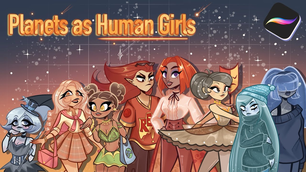 DRAWING PLANETS as CUTE HUMAN GIRLS