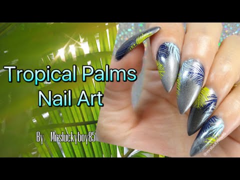 Tropical Palms Nail Art