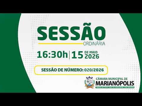 20º Sessão Ordinária - 15/05/2026 - Câmara de Marianópolis do Tocantins - TO