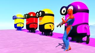 GTA 5 Epic Ragdolls RED SPIDERMAN VS RED MINION VS GREEN MINION Euphoria Physics Ep.8 #Spiderman