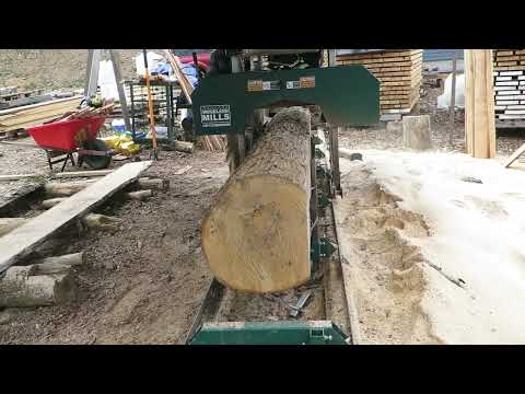 Eps#153 This 22" oak log will hardly fit on my Woodland Mills HM122. I need it for deck material.