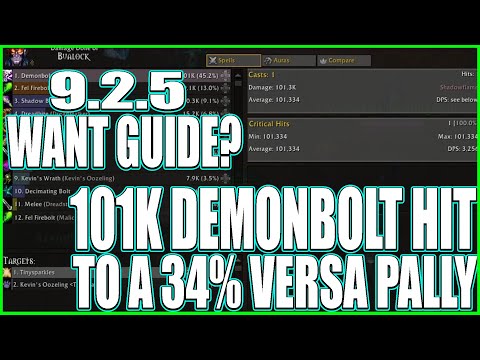 Demonbolt Build 101k Demonbolt Oneshot - 9.2.5 - Demonology Warlock (this was nerfed last patch)