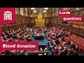 Encouraging new blood donors | Lords questions | 4 July
