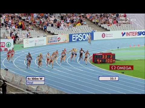 4x100m relay women FINAL 20th European Athletics Championships Barcelona 2010 HD