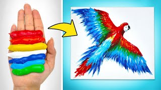 Finger-Painted Parrot || Incredible Art Idea