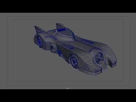 JoeORegan K00203642, 1989 Batmobile, VFX Complex Model Playblast, Wireframe on Shaded & Unsmoothed