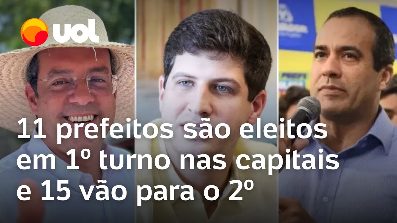 Eleição: 11 prefeitos são eleitos em 1º turno nas capitais e 15 vão para o 2º
