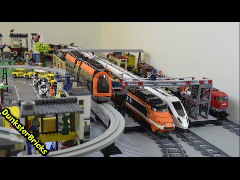 LEGO Train Track Layout with 7 Foot MOC Bridge, Big Station and Custom Monorail!