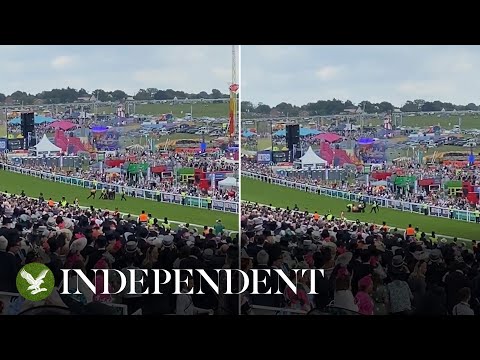 Epsom Derby Festival protester swarmed by guards and dragged off racecourse after running onto track