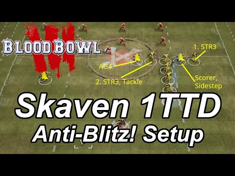 Blood Bowl 3 one turn touchdown: MA9 Skaven fill in (9 players, 2 pushes)