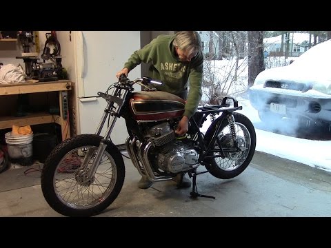 73 Honda CB750 Custom Build Part 30 -  Exhaust install & start up!