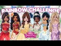 RAINBOW CHALLENGE But DISNEY PRINCESS Making An Outfit For EVERY COLOR Dress To Impress