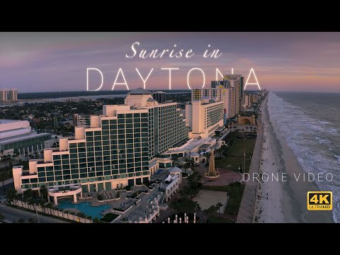 Golden Sunrise Over Serene Daytona Beach Broadwalk Slingshot | Calm Relaxing Drone Video 4k