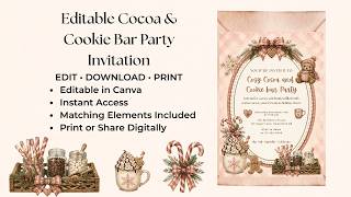 Cozy Cocoa Bar Party Invitation | Editable Canva Christmas Invitation Template | Etsy Digital Invite