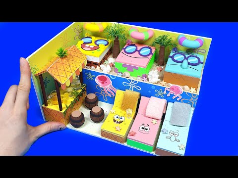 DIY Miniature Spongebob & friends Summer Board House # - Spongebob , Patrick star, Squidward !