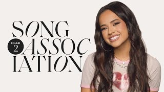 Becky G Sings 'Shower,' Hilary Duff, and Jennifer Lopez in ROUND 2 of Song Association | ELLE