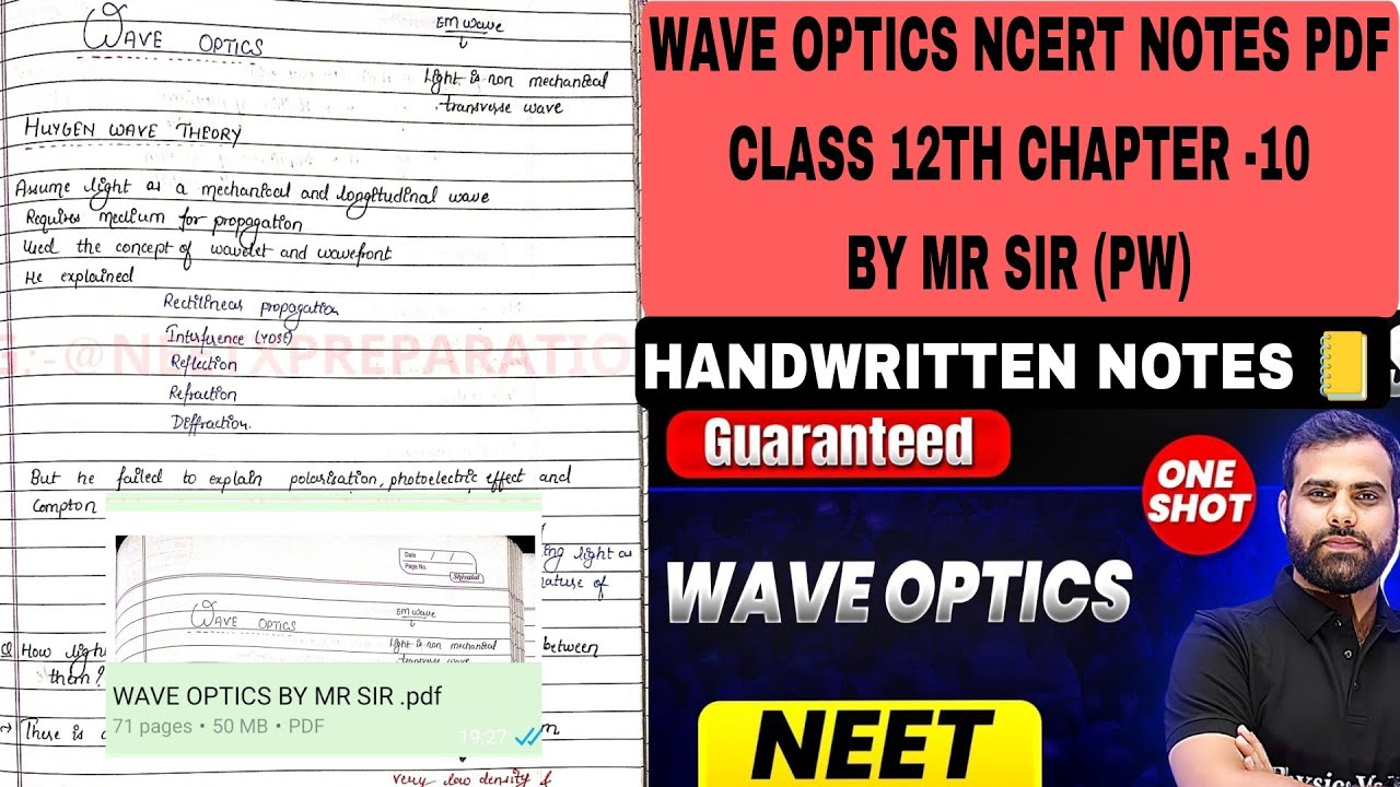 Wave Optics Class 12 Physics Chapter 10 | Handwritten Notes by MR Sir | NEET 2026