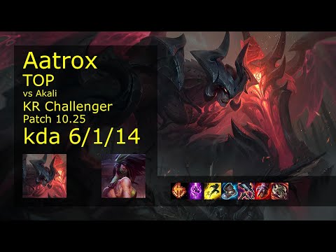 Aatrox vs Akali Top - KR Challenger 6/1/14 Patch 10.25 Gameplay // [롤] 아트록스 vs 아칼리 탑
