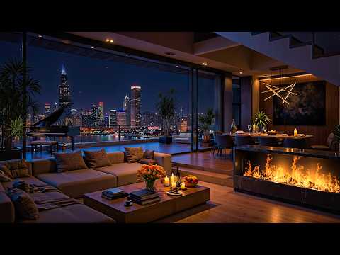 Chicago Night Vibes 🌃 Luxury Riverside Apartment with Ethereal Jazz Saxophone Music for Relaxation