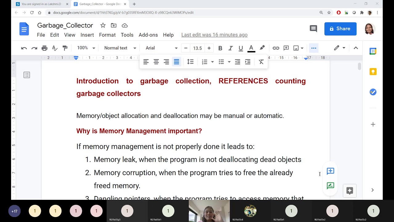 Garbage Collection Strategies for RAM Memory
