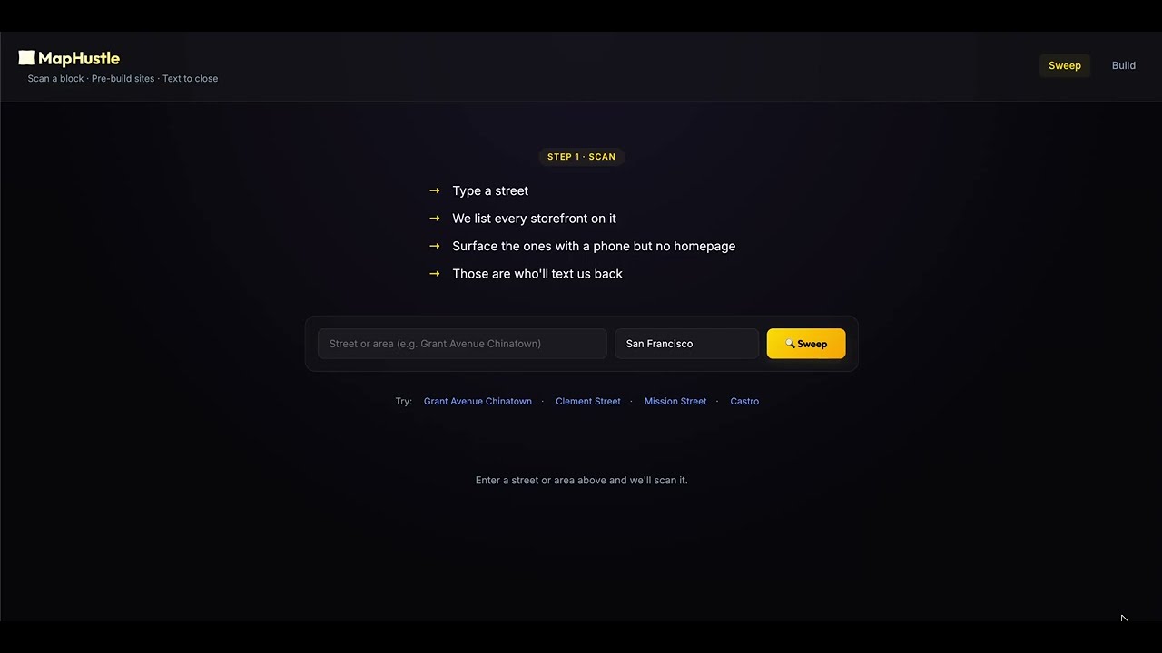 MapHustle: map driven marketing platform project preview