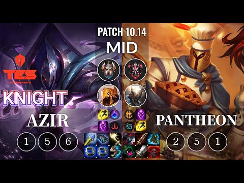 TES knight Azir vs Pantheon Mid - KR Patch 10.14