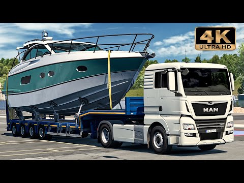 Through Romania - MAN TGX transporting BIG YACHT | Euro Truck Simulator 2 “4K” Gameplay