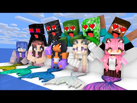 Monster School : MERMAID LOVE CURSE Challenge with POOR Baby ZOMBIE HEROBRINE - Minecraft Animation