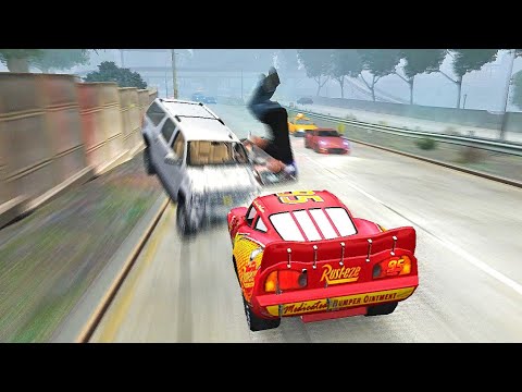 GTA 4 Crazy Lightning McQueen ( Radiator Springs ) Car Crashes Compilation Ep. 8