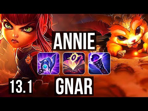 ANNIE vs GNAR (TOP) | Rank 4 Annie, 12/1/8, 2.8M mastery, 6 solo kills | EUW Challenger | 13.1