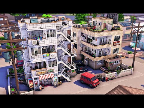 Mt. Komorebi Apartments with Convenience Store & Laundromat | The Sims 4 Speed Build