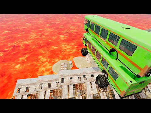 ROOF Car Jumping Into Hot Lava - BeamNG.Drive